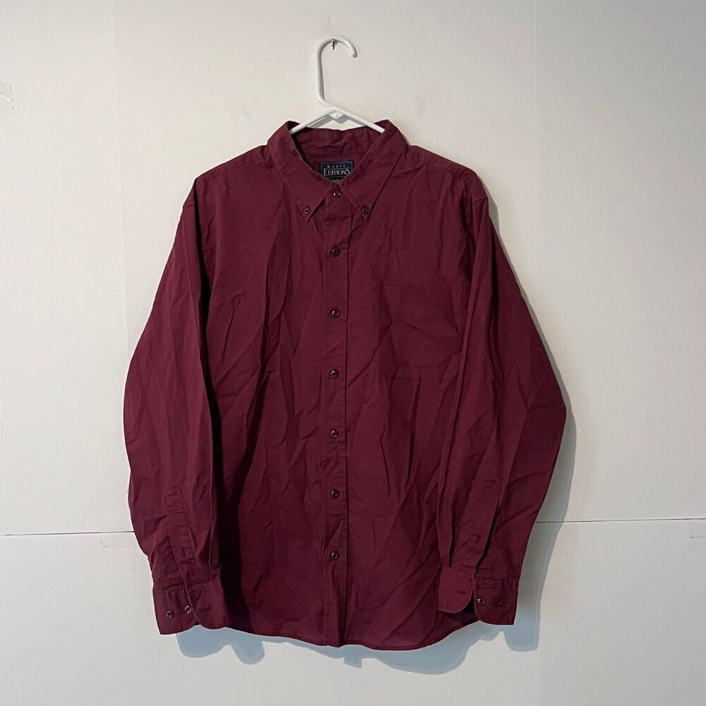 Vintage Basic Additions Mens Shirt Size M Red Lightweight Made In Mongolia